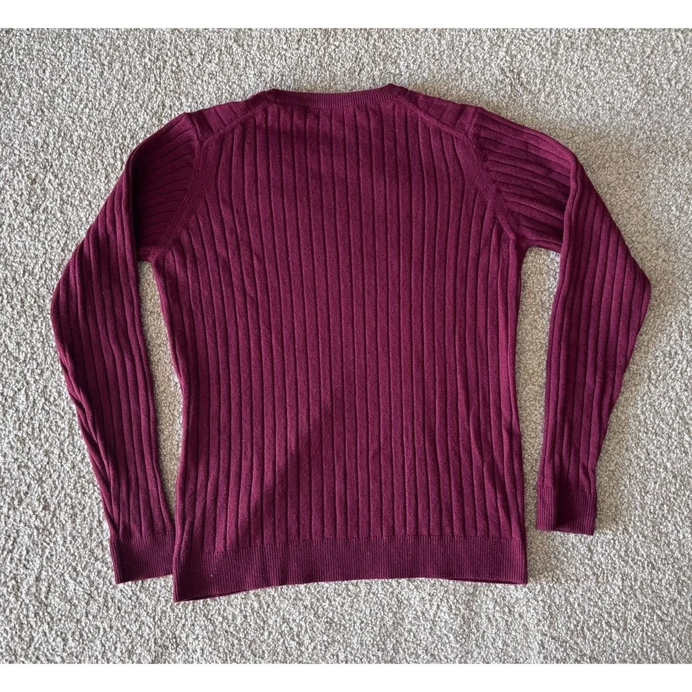 Quiet Luxury‎ Preppy 100% Cashmere Sweater Mens Large Rib Knit Red Academia